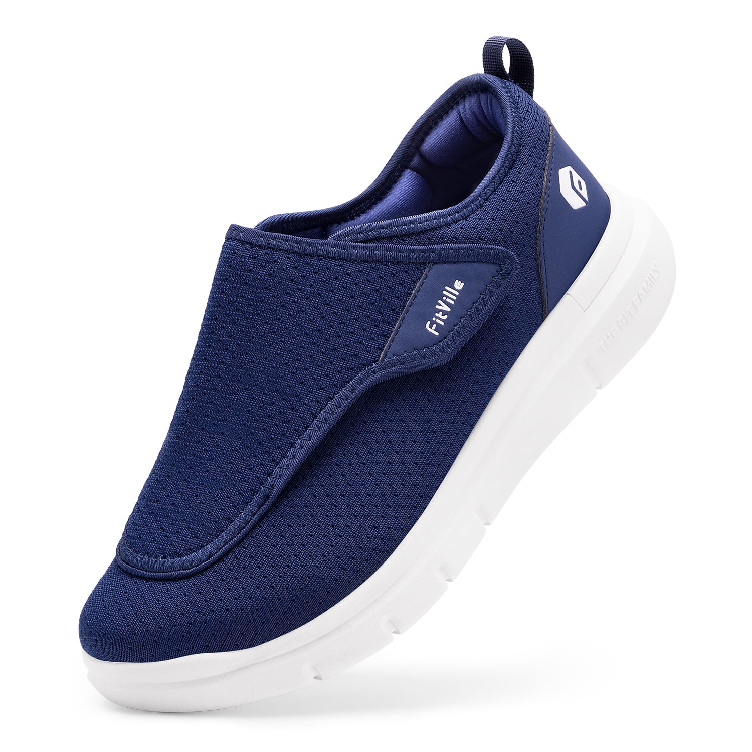 FitVille Diabetic Shoes for Men Extra Wide Walking Shoes for Swollen Foot, Navy Blue, 10 x-Wide