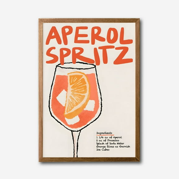 Aperol Spritz Recipe Canvas Wall Art – Modern Cocktail Kitchen Decor