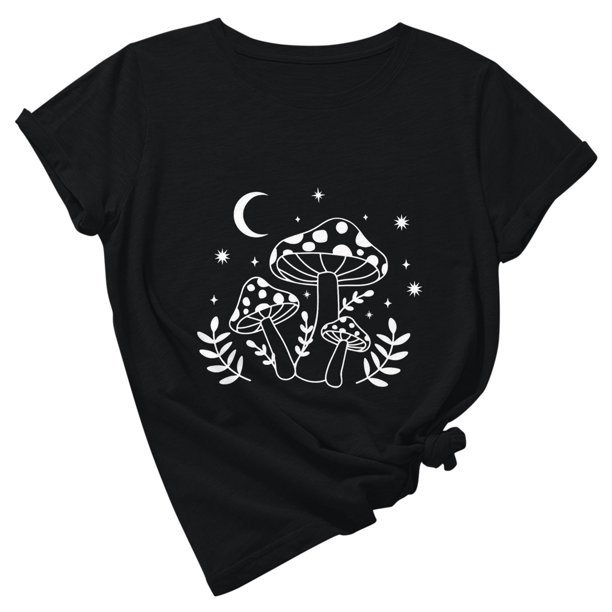 Camiseta de manga corta con cuello redondo y estampado de jersey suelto de verano para mujer Camiseta/camisa de manga corta con cuello redondo Pompotops hfajkhk141916