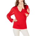 thumbnail image 1 of INC Womens Illusion Surplice Pullover Blusa, Rojo, Mediano, 1 of 2