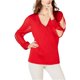 thumbnail image 1 of INC Womens Illusion Surplice Pullover Blusa, Rojo, Mediano, 1 of 2
