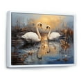 thumbnail image 2 of Designart "Harmonious White Swans by Moonlight V" Animals Framed Wall Art - Modern Farmhouse White Swans Hallway Framed Wall Art Decor, 2 of 6