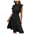 thumbnail image 1 of Vestido HUOGUO, casual, manga mariposa, volantes, chifón, para mujer, 1 of 5