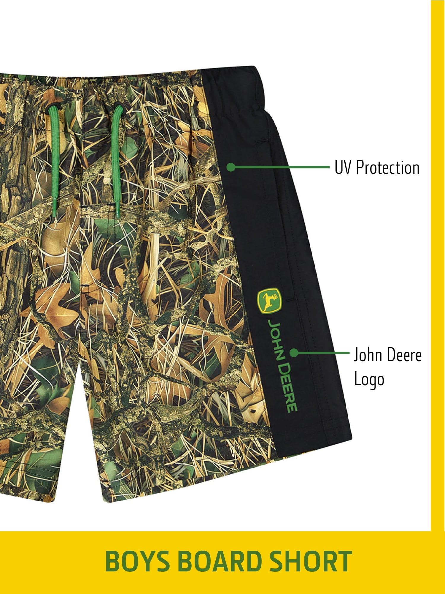 John Deere Boy’s Leaf Camo Blocked Boardshort, 1 Pack Size 4-16