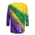thumbnail image 6 of Feancey Tops for Women 3/4 Sleeve Mardi Gras Shirts Dressy Trendy Mask Graphic Crewneck Tees Holiday Casual Loose Carnival Themed T-Shirts Multicolor M, 6 of 6