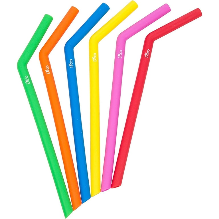 Silikids Reusable Silicone Straws, Multicolored - 6 pack