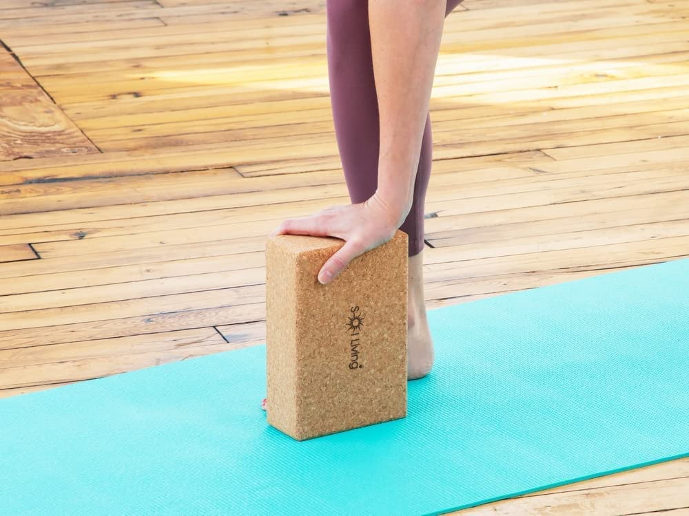 Sol Living Yoga Block Cork Brick Stretching Pilates Meditation Exercise Equipment Support Deepen Poses Odor Free Non Slip Yoga Accessories - 4" x 6" x 9" - Single Block