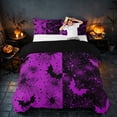 thumbnail image 3 of Homewish Halloween Bat Spider Web Bedding, Grunge Halftone Duvet Cover Full, Purple Black, Black Reversible 3 Pieces, 1 Duvet Cover and 2 Pillowcases, 3 of 7
