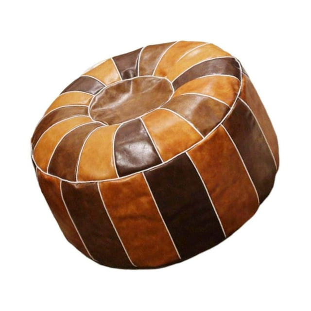 Handmade Boho Moroccan Pouf Cover Unfilled Multi Color Marrakesh Style Foot Brown