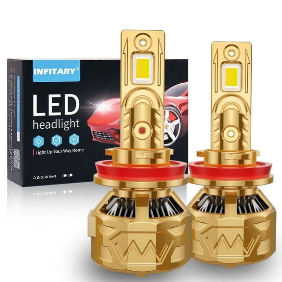 Tri-Color H11 LED Headlight Bulbs - 3-Second Light Temperature Switch (White/Warm Yellow/Amber)   Compact Base for Wider Vehicle Compatibility