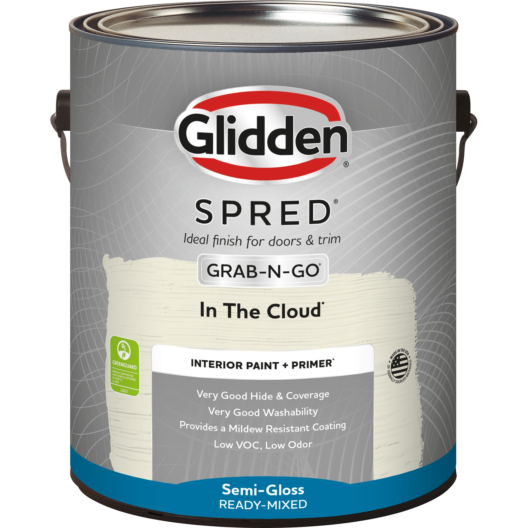 Glidden Spred Grab-N-Go In the Cloud / Gray, Semi-Gloss Interior Paint with Primer, 1 Gallon