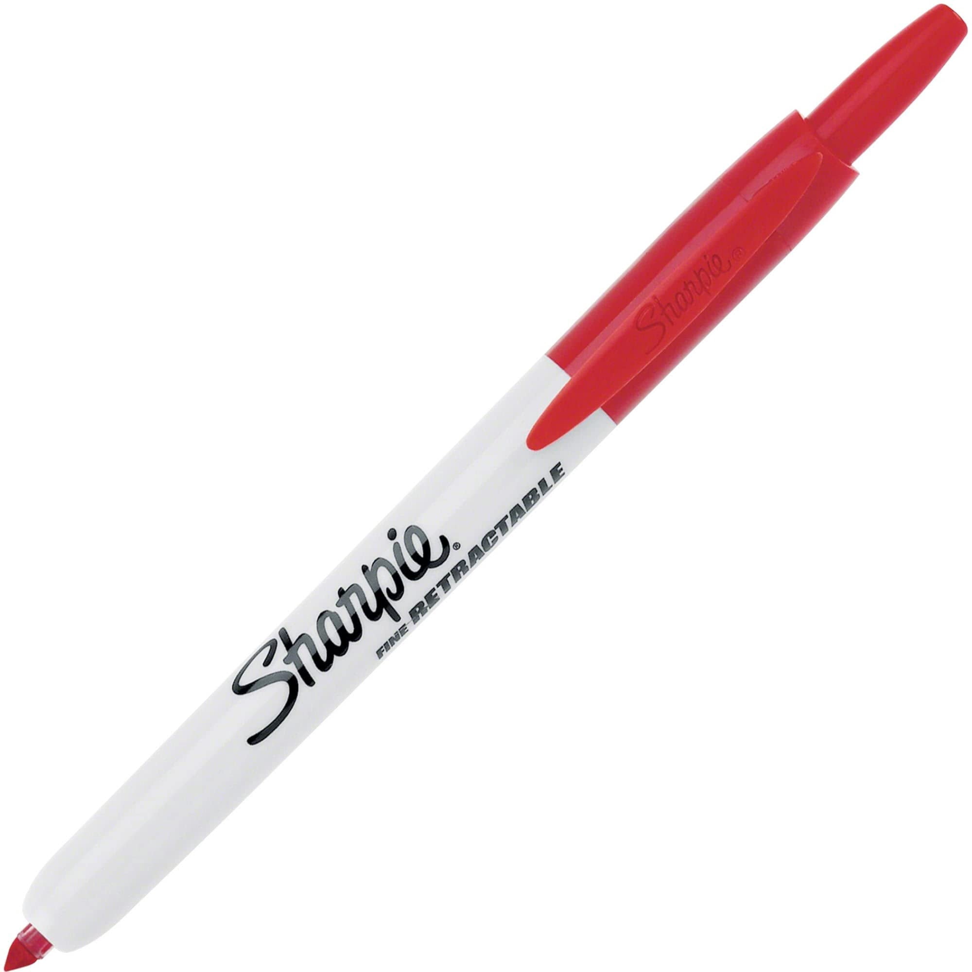 Sharpie® Retractable Permanent Markers, Fine Point, Red, Box Of 12