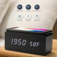 thumbnail image 6 of ACSTEP Black Wood Digital LED Alarm Clock with Wireless Charging, Adjustable Sound & Brightness (Black), 6 of 8