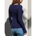 thumbnail image 3 of Doublju Women's Round Neck Long Sleeve Ribbed Top with Thumb Holes (Plus Size Available), 3 of 3
