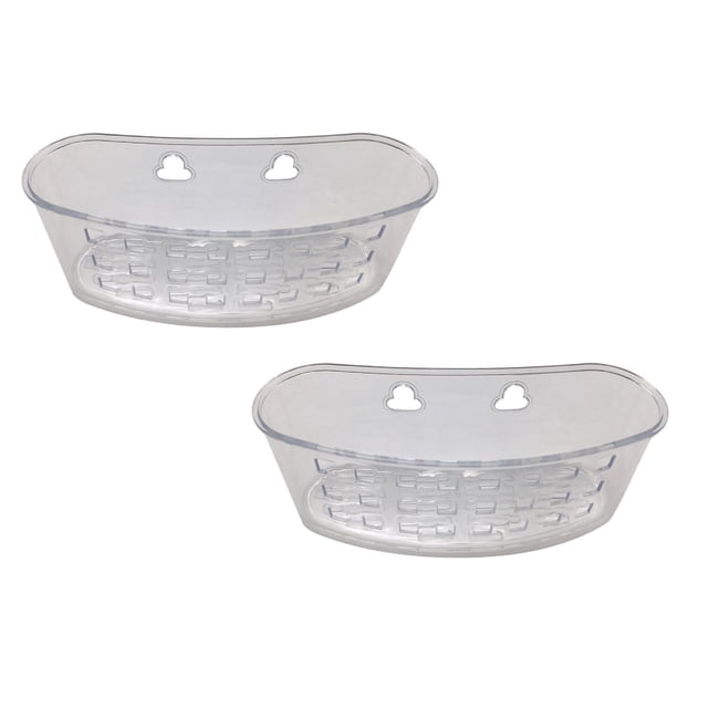 Oleegame 2PC Spoon And Lid Rest Transparent Storage Rack PS Oval Bathroom Storage Basket Bathroom Kitchen Storage Rack Clear
