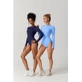 thumbnail image 4 of Women's Seamless Long Sleeve Bodysuit Crew Neck Basic Stretch T Shirt Top, 4 of 6