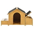 thumbnail image 4 of Pefilos 51" Outdoor Large Dog House, Solid Wood Dog Kennel, Weatherproof Dog Shelter with Feeder and Storage Box, Beige, 4 of 8