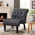 thumbnail image 3 of Andeworld Upholstered Accent Chair for Bedroom Living Room Lounge Chair with Wood Legs Gray Fabric, 3 of 8