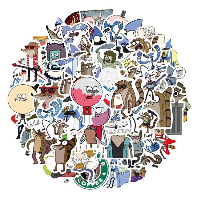 Paquete de pegatinas Tianbing Park Regular Show Anime, 53 unidades
