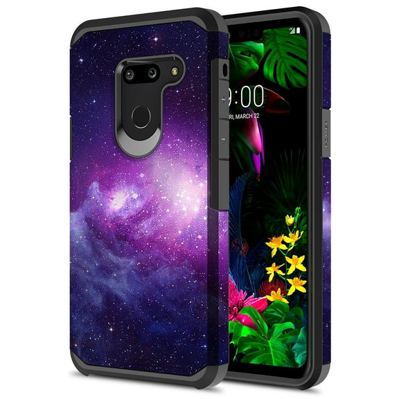 LG G8 ThinQ Case, Kaesar Slim Hybrid Dual Layer Shockproof Hard Cover Graphic Fashion Cute Colorful Silicone Skin Cover Armor Case for LG G8 ThinQ (Galaxy Cloud)