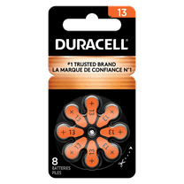 Duracell Size 13 Orange Hearing Aid Batteries, 8 Pack