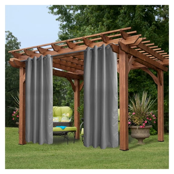 50x120 Inch Outdoor Curtains Waterproof Grommet Top, Patio Porch Window Drapes - Gray