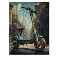 thumbnail image 3 of Designart "Electric Glide Turquoise Gold Scooter" Scooter Print on Natural Pine Wood, 3 of 5