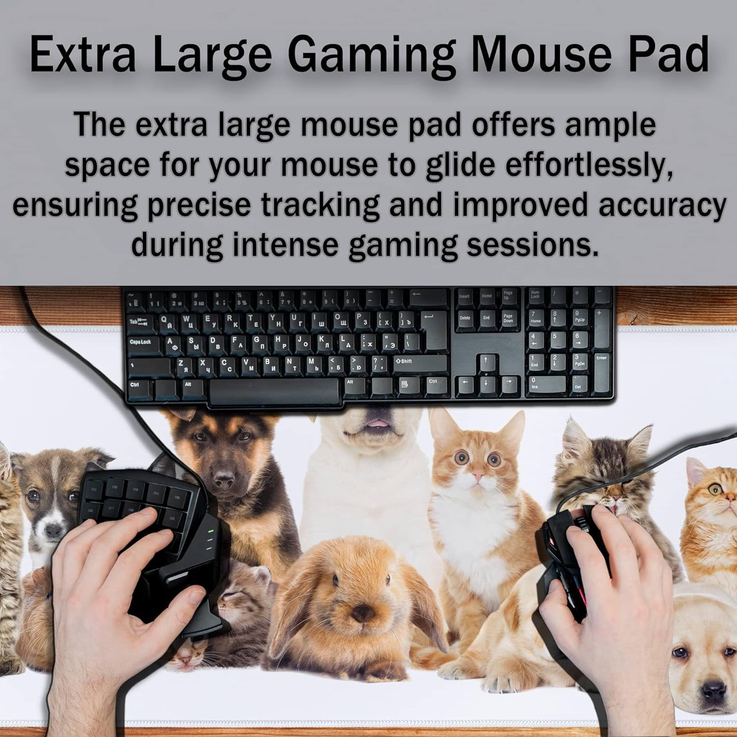 Computer Desk Pad Dog Desktop?Mat, Gaming Mousepads Keyboard Pad, Cool Mouse Pads Waterproof Non-Slip Rubber Base, 35.4" X 15.7" for Work/Game/Office/Home Cute Animal Pet Collection Photos