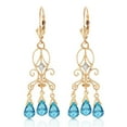 thumbnail image 2 of Galaxy Gold 14K Yellow Gold 4.81 CTW Natural Diamonds and Blue Topaz Dangle Earrings - December Birthstone - Communication & Serenity - Fine Jewelry for Women, 2 of 3