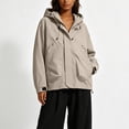 thumbnail image 4 of WRKEKC Windbreaker Jackets for Women Hooded Long Sleeve Zip Up Waterproof Windproof Outdoor Casual Coat with Pockets, 4 of 6