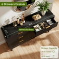 thumbnail image 4 of Twister.CK Modern 6 Drawer Double Dresser for Bedroom, Wide Chest of Drawers, Wooden TV Stand, Clothes Storage Cabinet Organizer for Living Room, Black, 4 of 6