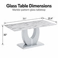 thumbnail image 3 of Sumdeal 71 in. Grey Glass Tabletop Marble Pattern Dining Set with 4 Light Gray PU Chairs, 5 Piece, 3 of 8