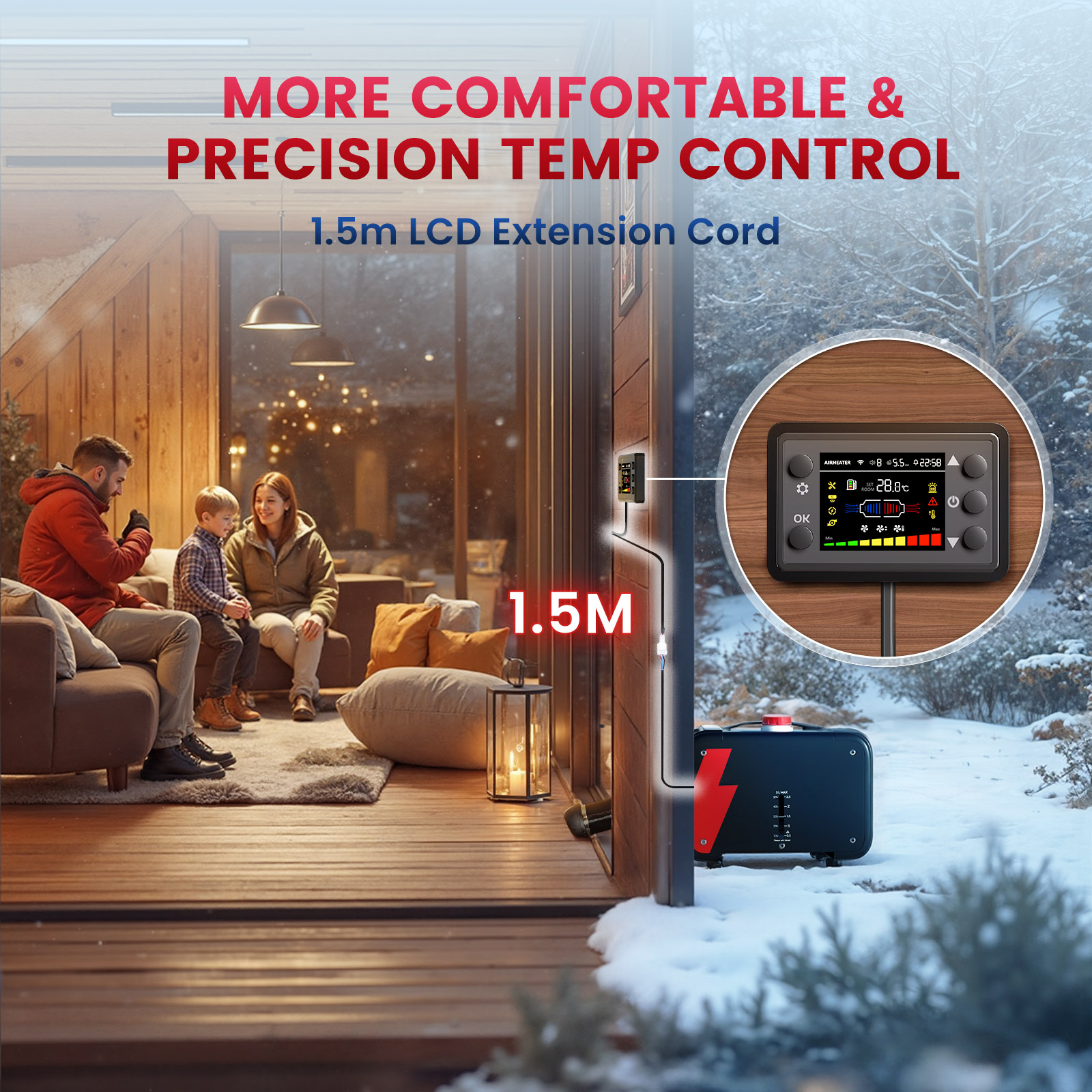Audew 8KW All in one Diesel Air Heater 110V AC & 12V 24V DC with App Control, 10-Temperature Settings, 18% Boost in Burning Efficiency, Auto Start-Stop,Parking Diesel Heaters for Car,RV,Truck,Boat