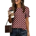 thumbnail image 7 of XPMWRP Women's Polka Dot Puff Sleeve Blouse Round Neck Ruched Cuff Short Sleeve Casual Tunic Top Lightweight Loose Fit for Summer Wine XXL, 7 of 7