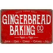 Gingerbread Bakery Antique Creative Tin Sign Retro Wall Decor for Home Gate Garden Bars Restaurants Cafes Office Store Pubs Club Sign Plaque Tin Sign 8X12 Inch