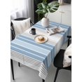 thumbnail image 6 of Blue Gray Stripes Table Cloth, Contemporary Minimalist Abstract Lines Waterproof Tablecloth for Rectangle Tables, Reusable Washable Fabric Table Cover for Restaurant Kitchen Dining Tables 54"x108", 6 of 6