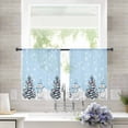 thumbnail image 3 of Blue Christmas Semi Sheer Curtains 54 Inch Length 2 Panels Set, Winter Snowman Pine Tree Snowflakes Sheer Kitchen Curtain Privacy Voile Window Curtain for Living Room Bedroom Rod Pocket Drapes, 3 of 7