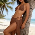 thumbnail image 5 of UTSJKR Women's Sexy 3 Piece Bikini Set, Special Fabric Lace Up Bathing Suit, Fashion Resort Beach Swimwear for Ladies Coffee L, 5 of 6
