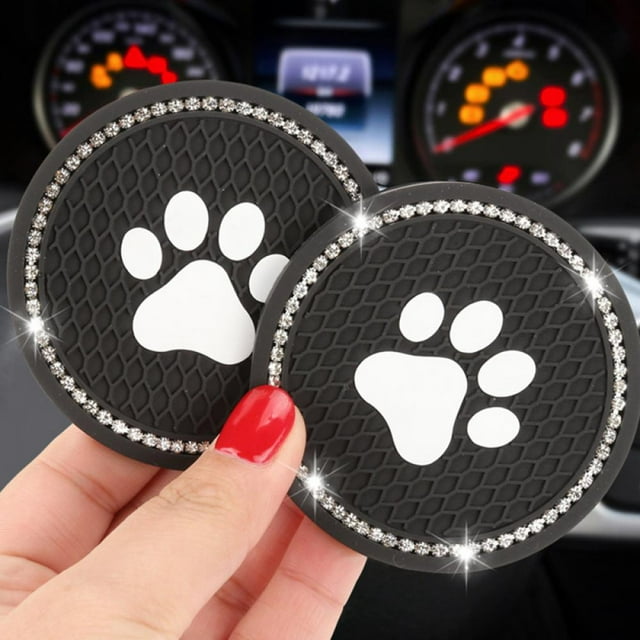 Cute Car Cup Coaster, 2PCS Universal Vehicle Cup Holder Insert Coaster 2.75 inch Anti Slip Bling Crystal Rhinestone Auto Car Accessories for Women & Lady