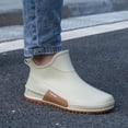 thumbnail image 6 of IEMIEMIEM Womens Rain Boots 2026 Fashion Couple Walking Water Shoes Ankle Rubber Water Resistant Boots Non Slip Soles Mid Calf Booties Outdoor Casual Slip On Shoes for Fishing Camping Beige 7 Wide, 6 of 7