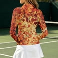 thumbnail image 4 of Bibifish Womens Tops Collared Half Zip Maple Leaf Print Long Sleeve Tees Athletic Active Lightweight Shirts, 4 of 6