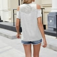 thumbnail image 3 of Jalioing Summer Tunic Shirts for Women Cold Shoulder Short Sleeve Hollowed Fashion Tops Casual Trendy Blouses, 3 of 9