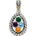 thumbnail image 2 of 14K/Silver Two-Tone Sterling Silver & 14K Four-Stone And Diamond Mother's Pendant Semi-Mount (16 X 13) Made In Thailand qmpd25/4, 2 of 5