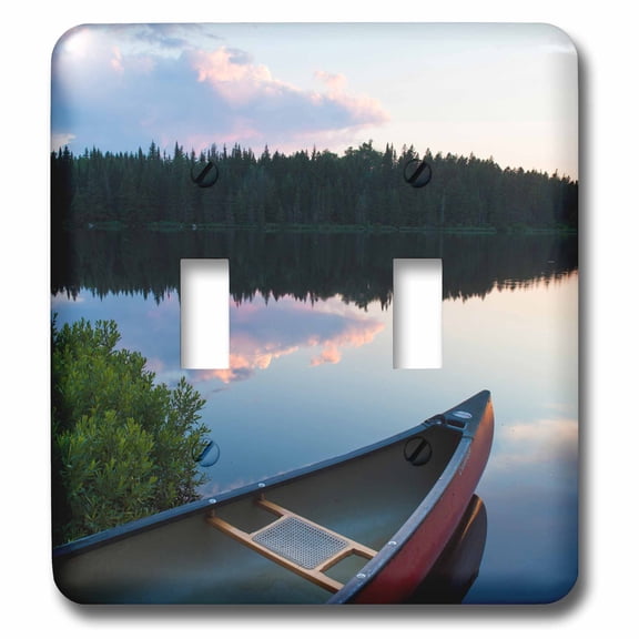 3dRose, A canoe on Little Berry Pond in Maines Northern Forest. Sunset., double toggle switch
