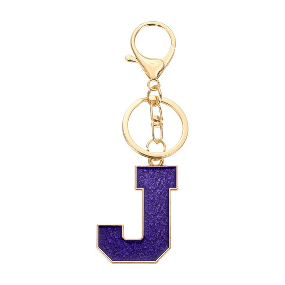 Uxcell Initial Letter Keychain, Purple A-Z Alphabet Keyring A-Z Letter, Personalized Metal Key Chain for Women Men Gift Purse Handbags Car Key Rings (J)
