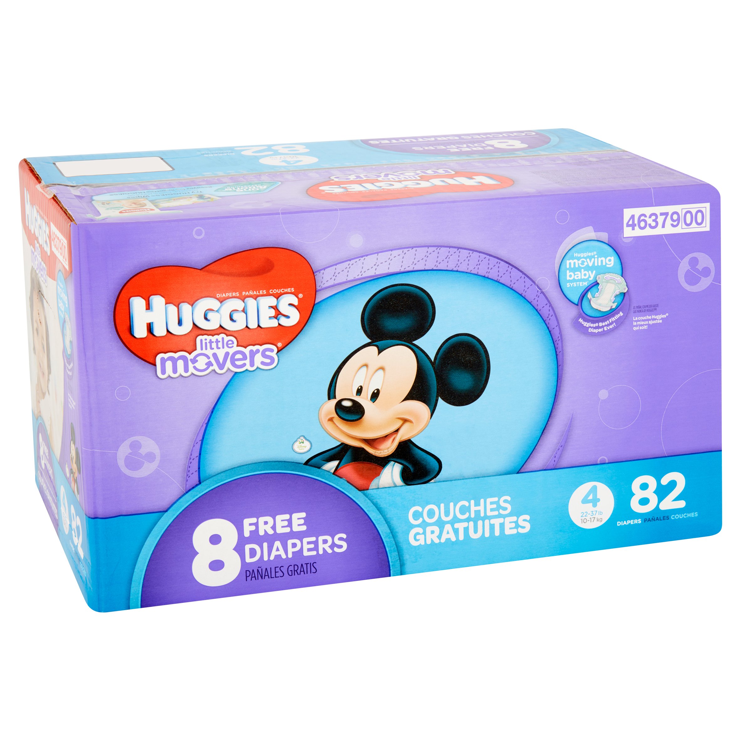 HUGGIES Little Movers Diapers, Size 4, 90 Diapers