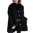 thumbnail image 2 of Chaqueta de Otoño para Mujer con Capucha, Informal, con Botones, Larga, Holgada, de , con Bolsillos. Negro XXL, 2 of 8