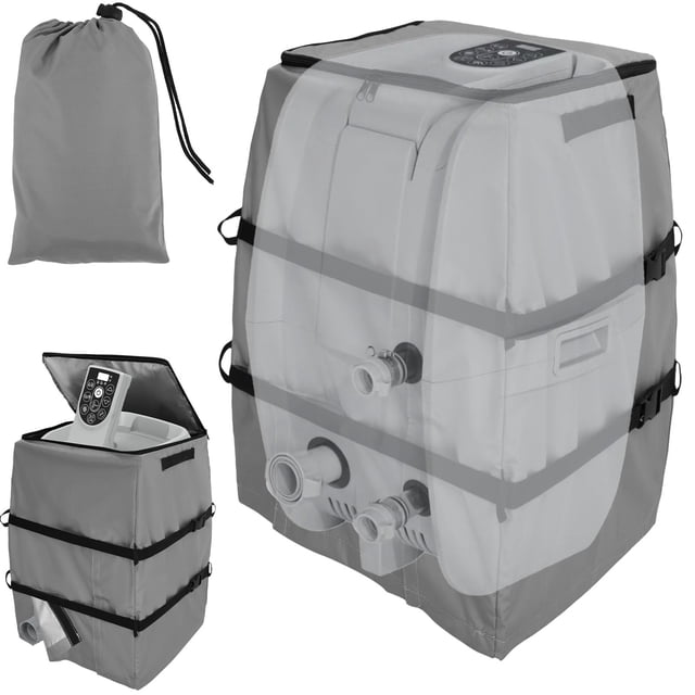 Hot Tub Spa Heater Pump Cover Protective Hot Tub Pump Cover Waterproof Hot Tub Insulated Pump Cover Dustproof Hot Tub Heater Pump Cover for Most Hot Tub Spa Heater Pumps All Weather Protection-gray-