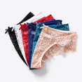 thumbnail image 1 of CHAO Paquete de 6 calzoncillos de encaje para mujer, bragas de encaje ultrafinas, ropa interior sexy, bikini suave de talle bajo, 1 of 5