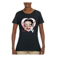 thumbnail image 2 of Wild Bobby Betty Boop Heart Blowing Kiss Dog Betty Boop Womens T-Shirt, Black, Small, 2 of 5